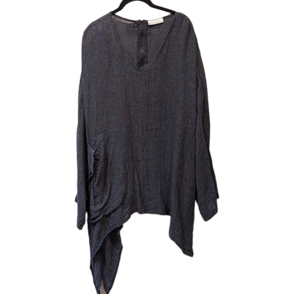 Transparente Pants - Transparente Two Piece Lagenlook Linen AsymmetricalTop & Convertible Pants (OS)